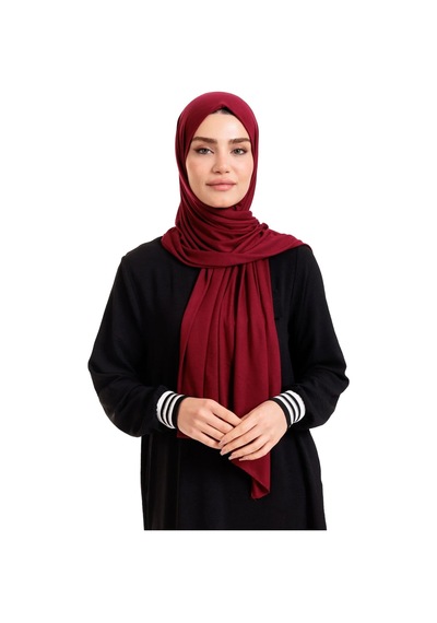 Bordo Likralı Penye Şal