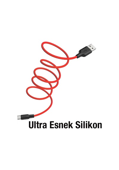 Hoco X21 Plus Usb To Type-c 3a Silikon Hızlı Şarj Ve Data Kablosu- 5775 Siyah-kırmızı
