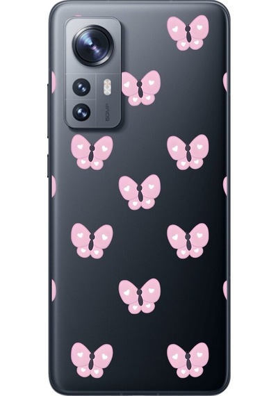 Xiaomi Mi 12 Uyumlu Şeffaf Kılıf Kelebek 1 Tasarımlı