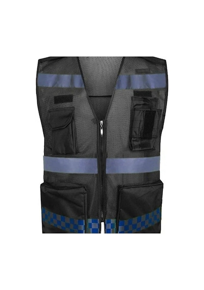 Motosiklet Reflektörlü Yelek Polyester Kumaş Çok Fonksiyonlu Cepler Motor Yelek Siyah