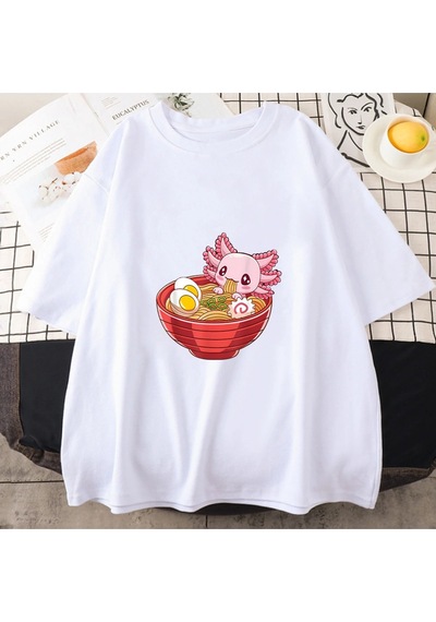 Startmore Beyaz Pembe Axolotl Harajuku Kawaii/sevimli Bahar Ve Yaz Kısa Beyaz Startmore Beyaz Pembe Axolotl Harajuku Kawaii/sevimli Bahar Ve Yaz Kısa Beyaz