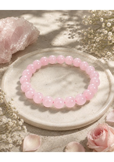 Doğal Pembe Kuvars Bileklik - Sevgi Ve Doğal Taş Enerjisi Açık Pembe