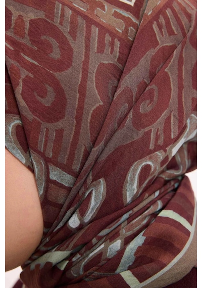 Silk Home Dört Mevsim Antik Motif Viskon Velora Eşarp 6419 Kiremit Bordo