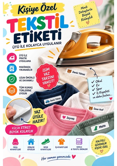 Okul Etiketi, Kişiye Özel Kumaş Etiketi, Unicorn Etiketi - 139 Adet Çok Renkli