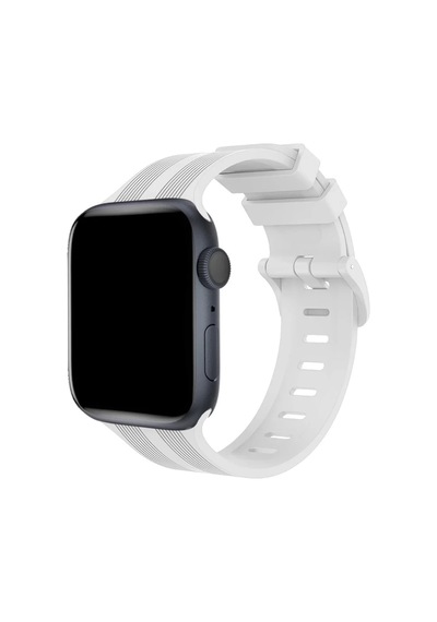 Apple Watch 38mm Uyumlu Kr408 Çizgili Silikon Kordon - Beyaz