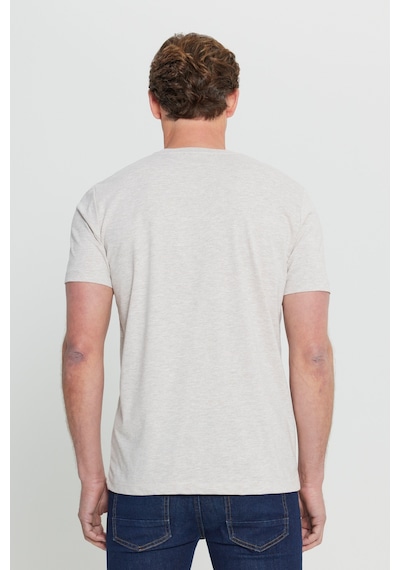 Ac&Co / Altınyıldız Classics Slim Fit Bisiklet Yaka Kısa Kol Pamuklu Erkek Tişört Bej Melanj Bej