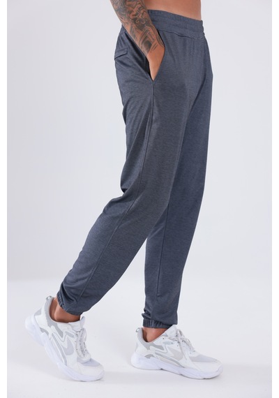 Rowinger Premium Merserize Kumaş Logolu Lastikli Paça Jogger Erkek Eşofman Altı Navyblue