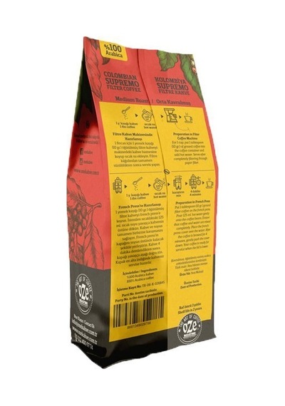 Oze Colombian Supremo Filtre Kahve 250G Çekirdek