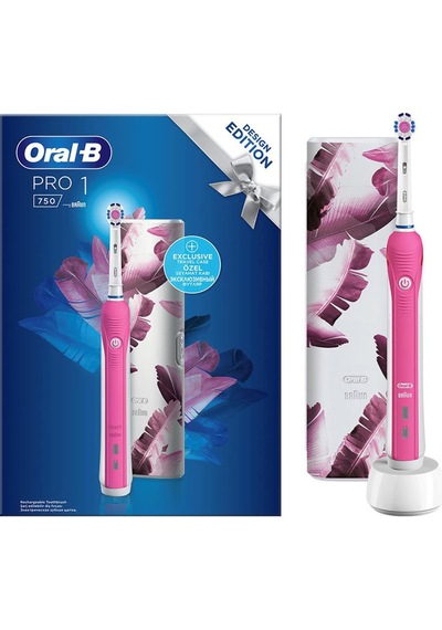 Oral-B Pro 750 Pembe Şarj Edilebilir Diş Fırçası + Seyahat Kabı
