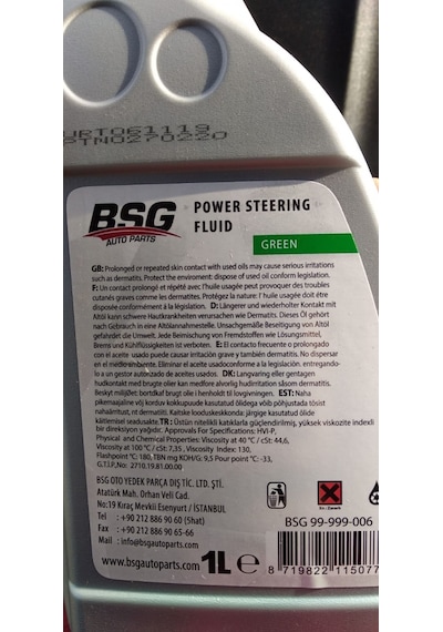 Yok Yok Oto Bsg Direksiyon Yağı Atf Yeşil 1 Litre Hvı / G004000m2 / 06162 / M6162