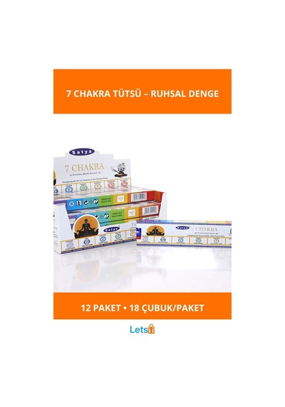 7 Chakra Aromaterapi Tütsü Seti 1 Kutuda 12 Paket 216 Adet