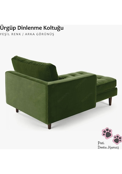 Ürgüp Dinlenme Koltuğu Puf Josefin Koltuk Ikili Kanepe - Sağ Kolçaklı Yeşil