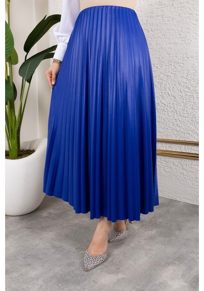 Hira Life Fashion Kadın Tesettür Giyim Ve Deri Görünümlü Beli Lastik Detayı İle Piliseli Uzun Etek Mavi Mavi Hira Life Fashion Kadın Tesettür Giyim Ve Deri Görünümlü Beli Lastik Detayı İle Piliseli Uzun Etek Mavi Mavi