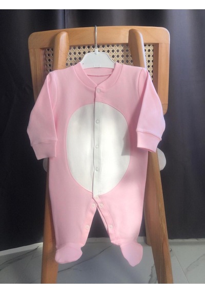 %100 Pamuk Pembe Patikli Tavşan Tulum Takımı