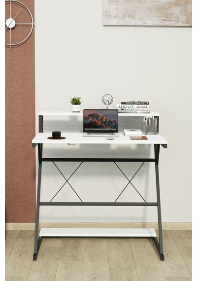 Lucca Raflı Çalışma Masası Metal Ayaklı Bilgisayar Masası Ofis Ve Ev Çalışma Masası Beyaz Lucca Raflı Çalışma Masası Metal Ayaklı Bilgisayar Masası Ofis Ve Ev Çalışma Masası Beyaz