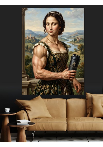 Kaslı Vücutlu Modern Mona Lisa Dekoratif Kanvas - Mdf Ahşap Tablo