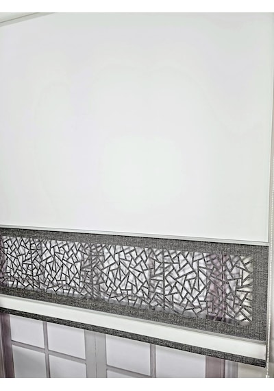 Yeni Nesil Çift Renk Lazer Stor Perde Mat Kalın Kumaşlı Renk Seçenekli Beyaz-gri