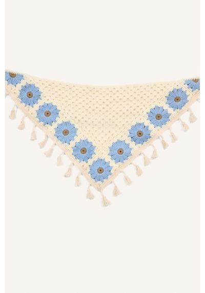 Defacto Kadın Çiçekli Tığ İşi Mavi Bandana H5493ax26smbe2 Mavi-be2