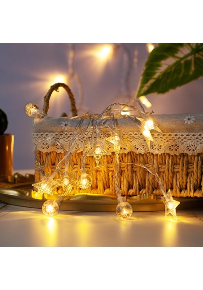3 Metre Özel Tasarım 2li Model Yıldızlı Top Led Işık Pilli Led Işık Yılbaşı Ağacı Işığı Noel Işığı Gün Işığı