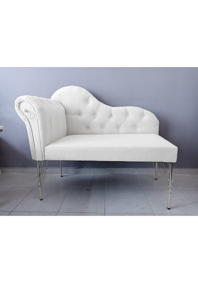 Metalda Josefin Bench Koltuk Berjer Gümüş Seri 130 Cm Beyaz