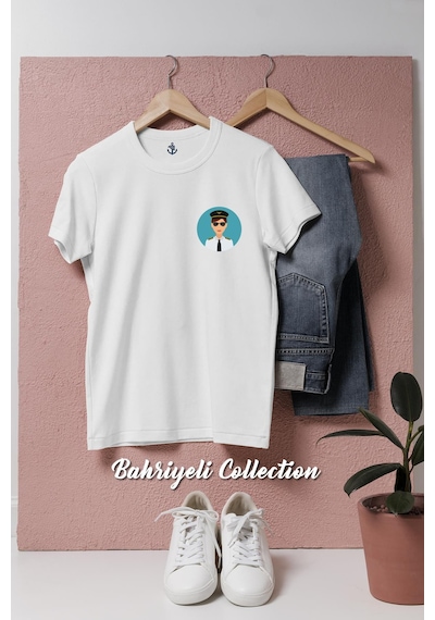 Oversize Kadın Pilot Cep Tasarımlı Unisex T-shirt Beyaz