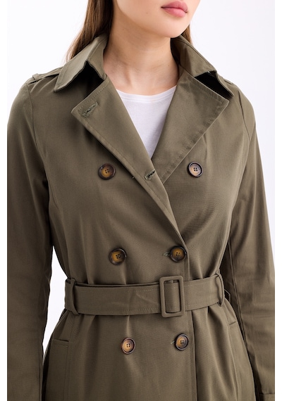 Pastelastore Esnek Pamuk Gabardin Kısa 80cm Omuz Apoletli Kemerli Kadın Trençkot 1120 Haki Yeşil Pastelastore Esnek Pamuk Gabardin Kısa 80cm Omuz Apoletli Kemerli Kadın Trençkot 1120 Haki Yeşil