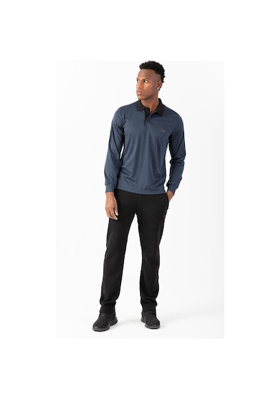 Maraton Sportswear Regular Erkek Polo Yaka Uzun Kol Basic Siyahmelanj Sweatshirt 22432-siyahmelanj