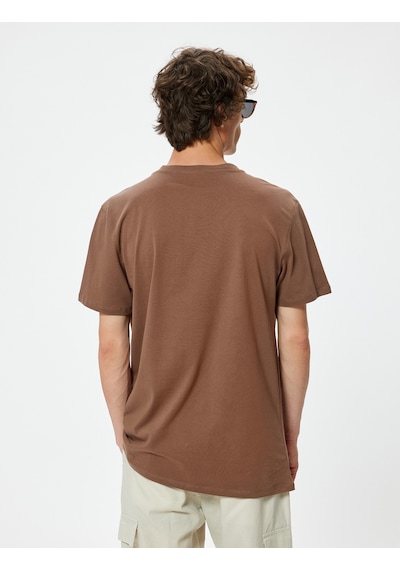 Koton Basic Tişört Slim Fit Bisiklet Yaka Kısa Kollu Kahverengi 4sam10842hk Kahve