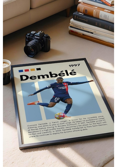 Ousmane Dembele Çerçeveli Tablo - Dekoratif Çerçeveli Futbolcu Poster Tablo