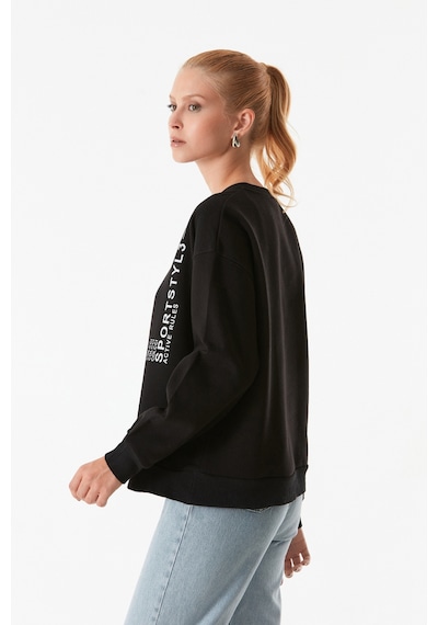 Fullamoda Yazı Baskılı Bisiklet Yaka Sweatshirt 25kgb4430213732-siyah Siyah Fullamoda Yazı Baskılı Bisiklet Yaka Sweatshirt 25kgb4430213732-siyah Siyah