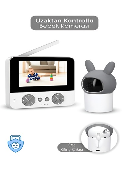 4.3 Kablosuz Ip Bebek Kamerası 720p Monitörlü 150m Menzil 2.4ghz İnterkom Hareket Algılayıcı