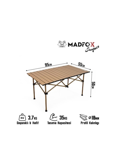 Madfox Surface Katlanır Kamp Masası Ahşap