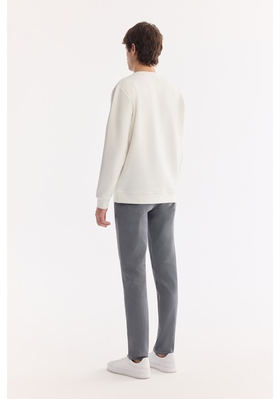 Avva Erkek Ekru Bisiklet Yaka Pamuklu Kolay Ütülenen Bi-stretch Regular Fit Sweatshirt A61y1205