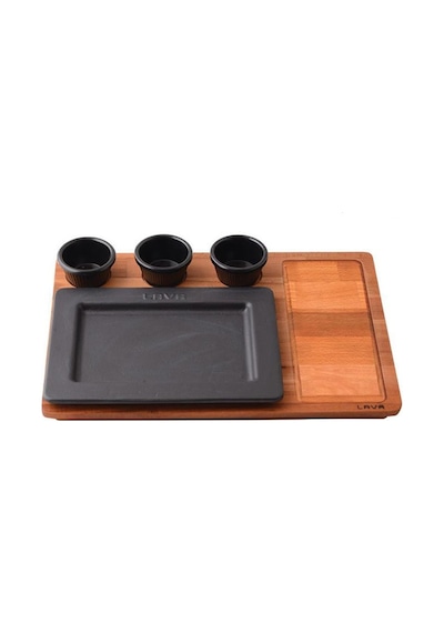 Lava Servis Tabağı Dikdörtgen Ahşap Stand 18 X 25 Cm Siyah