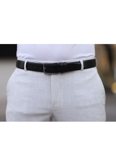 Bürke Siyah Deri Erkek Kemer Metal Tokalı Klasik Kumaş Pantolon kemeri 3,5 cm