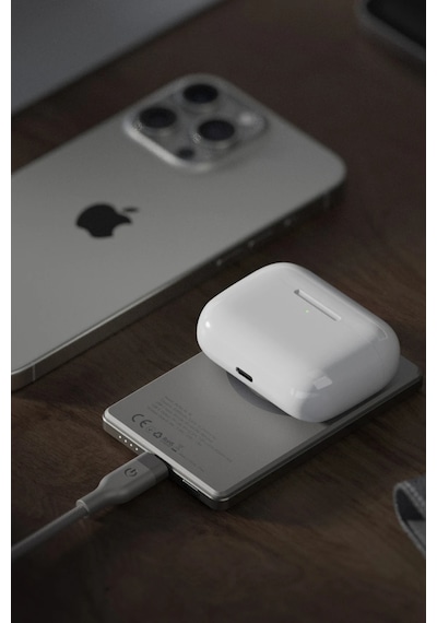 Alupac Mini 5k 5.000 Mah 20w Type-c Ve 15w Kablosuz Şarj Çıkışlı Pd Hızlı Şarj Powerbank - Natural Grey