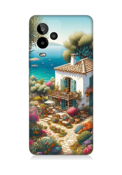 General Mobile Gm 24 Pro Uyumlu Kıyıda Renkli Bahçe Beyaz Ev Desenli Silikon Kılıf Çok Renkli