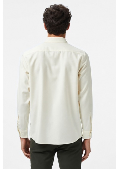 Lacoste Mens Regular Fit Cream Shirt Standart Kesim Erkek Gömlek Krem