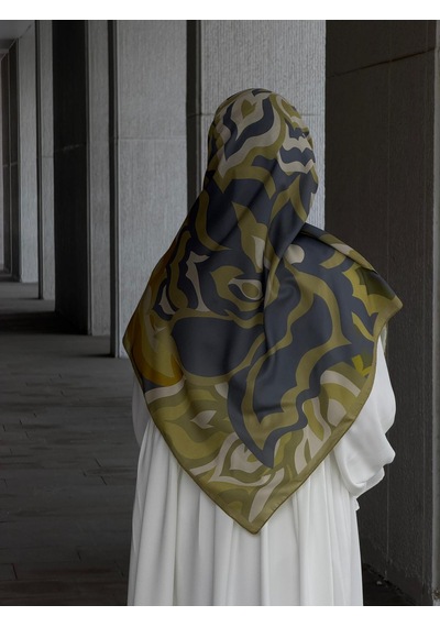 Qalortex Scarf Pamuklu Soft Mihrâ Desen Eşarp-olive