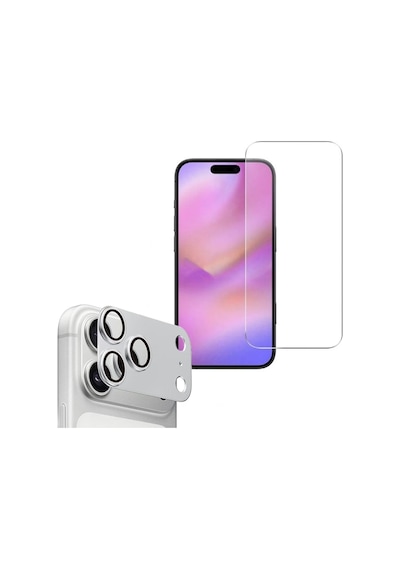 Adige Apple Uyumlu iPhone 17 Pro Max Kamera Lens Koruyucu Gümüş + Ekran Koruyucu Gümüş
