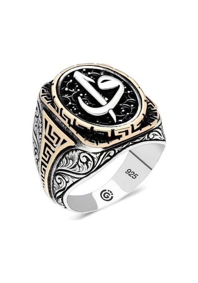 Gümüş Elif Vav Oval Erkek Yüzük - Mr11002880 - Name: 24