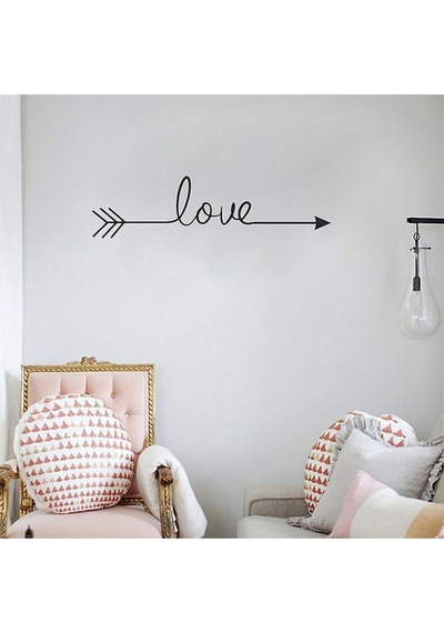 Love Yazılı Tasarım Duvar Sticker 58x15 Cm Siyah