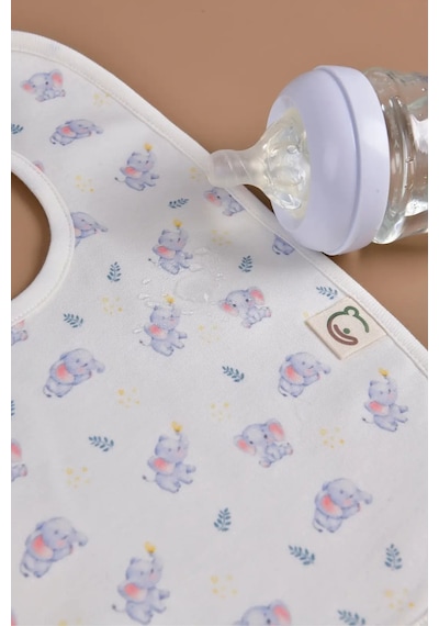 E&f Store Sıvı Geçirmez Mama Önlüğü - Sevimli Fil Çok Renkli
