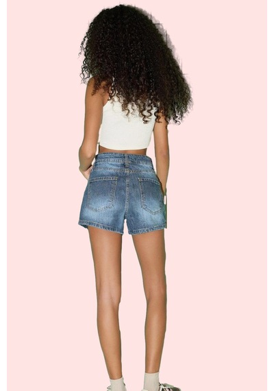 Ersefa Kadın Şort Pamuk Denim City Short Kalıp Geniş Paça Günlük Kullanı mavi