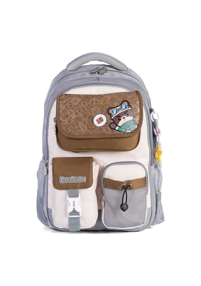 Rlx-1812 3'lü Set Çocuk İlkokul Çantası Kalemlikli Beslenme Çantalı Sırt Çantası Gri