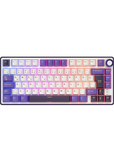 Royal Kludge R75 75% Kablolu Türkçe Gaming Klavye Beyaz-mor