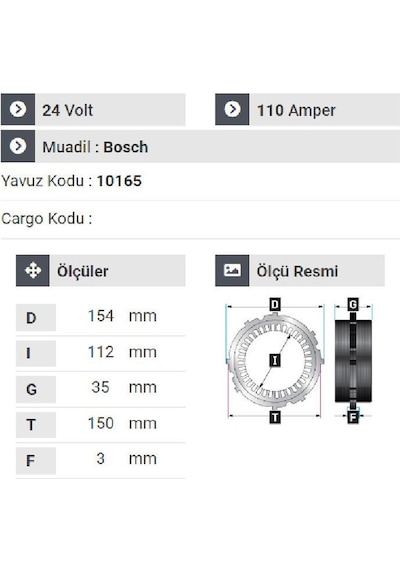Nursan 178724 Statör 24v 110a Turkuaz.283-neoplan Otobüs-actros