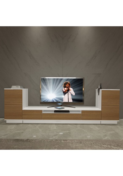 Decoraktiv Trio On2s Mdf Tv Ünitesi Tv Sehpası - Beyaz Ceviz Beyaz - Ceviz