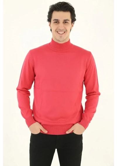 Efnaz Style Erkek Yarım Boğaz Triko Kazak Yumuşak Dokulu Pamuklu Ince Dokuma, Uzun Kollu Rahat Regular Kalıp - Pembe Efnaz Style Erkek Yarım Boğaz Triko Kazak Yumuşak Dokulu Pamuklu Ince Dokuma, Uzun Kollu Rahat Regular Kalıp - Pembe