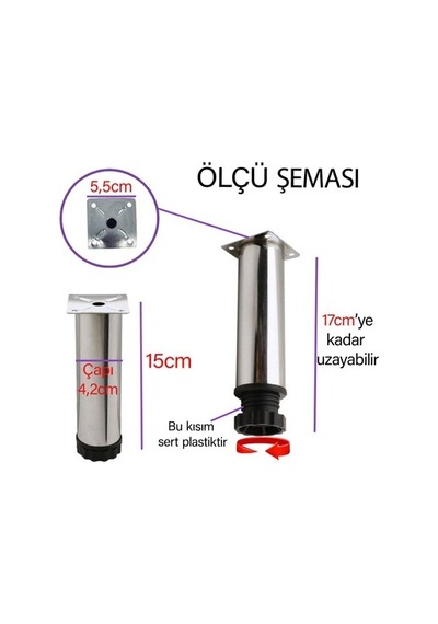 Metal Baza Ayak 15 Cm Krom